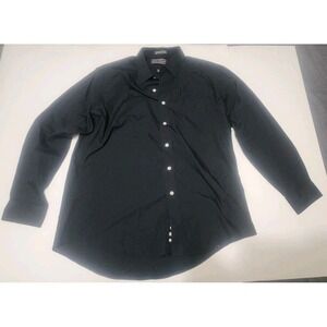 David Taylor Mens Long Sleeve Button Up Size 17 34/35 Black‎